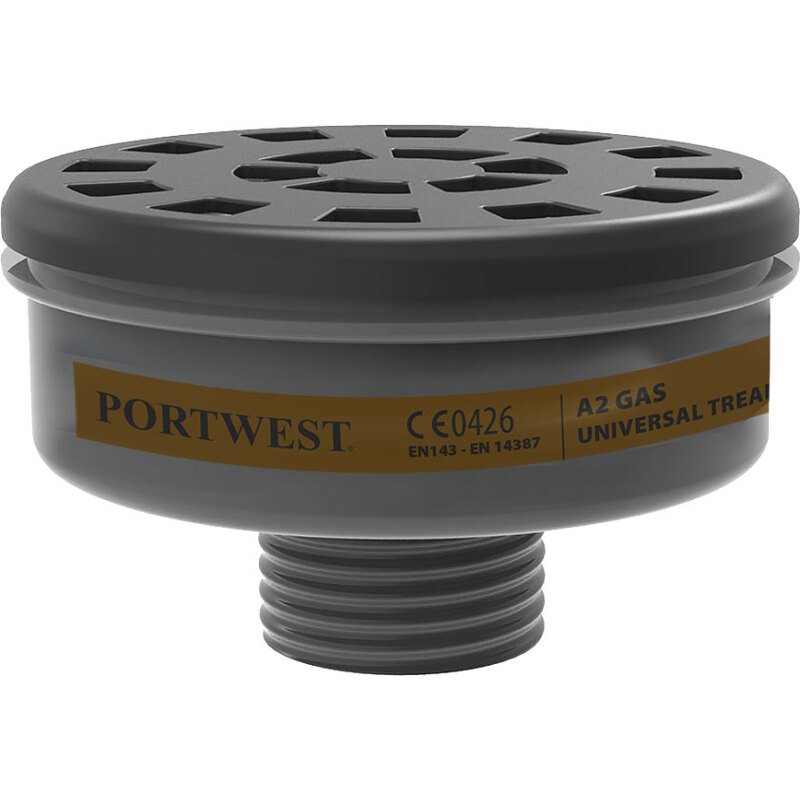 Portwest P906 Filtre à gaz A2 à filetage universel, noir - Lot de 6