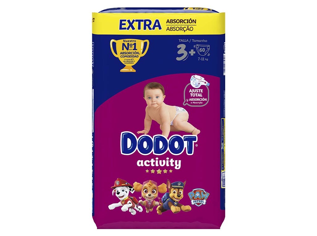 FRALDAS DODOT ACTIVITY EXTRA T3  7-11KG 60 UN
