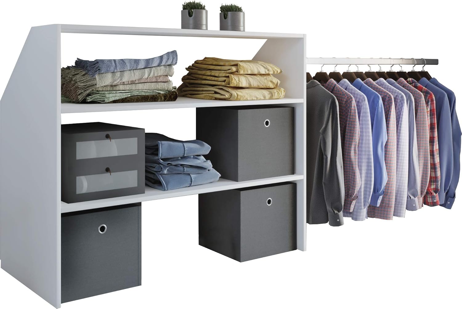 VCM Holz Kleiderschrank | offener Schrank | begehbarer Kleiderregal | Dachschrägen Regal | Maße ca. B. 90 x H. 100 x T. 50 cm - Dacho l