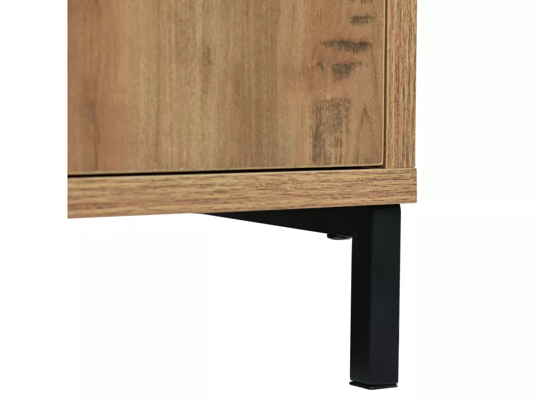 Buffet effet bois chêne foncé style industriel 2 portes 3 tiroirs 120x40x76cm OMNAERS