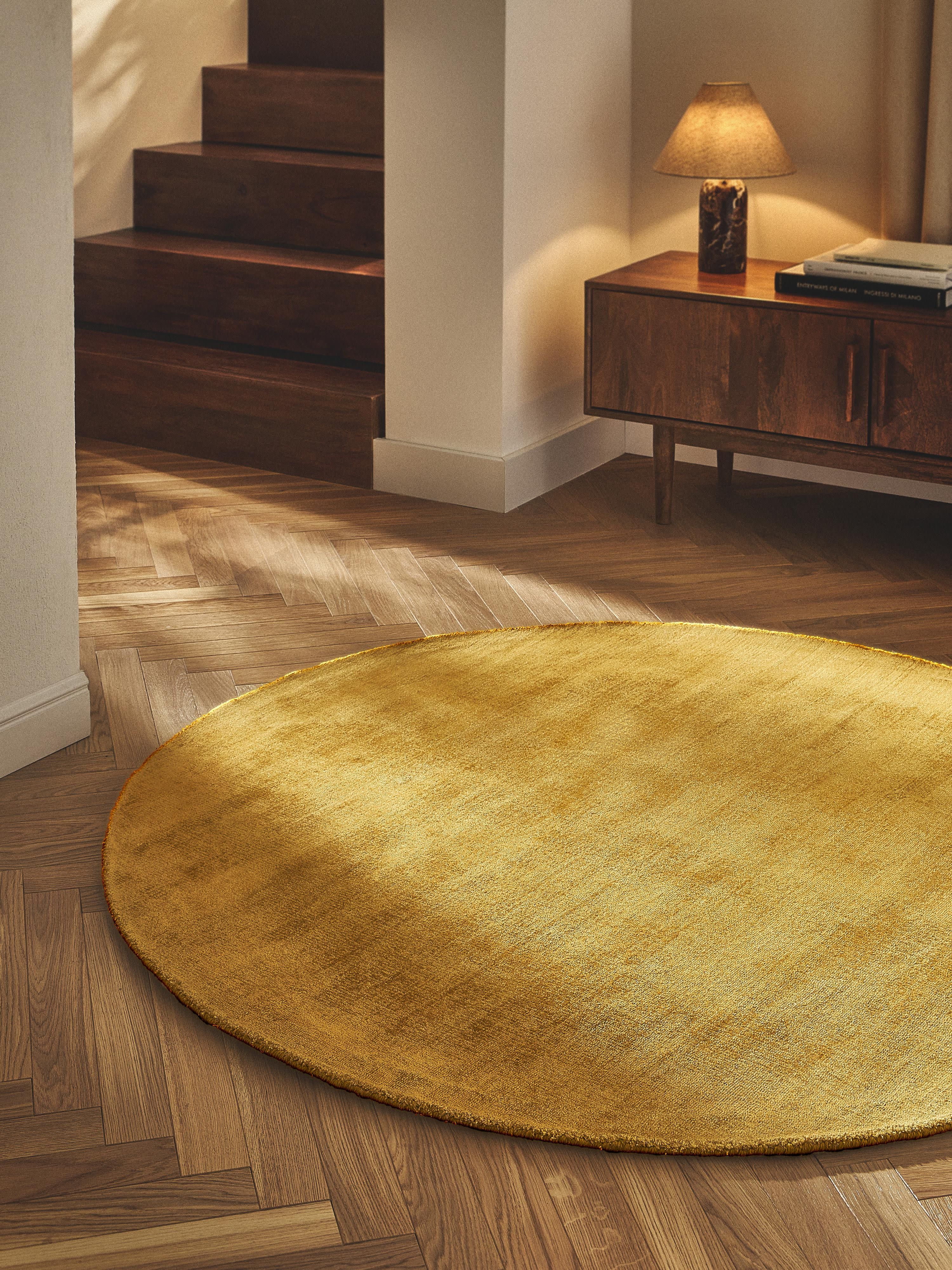 Rond viscose vloerkleed Jane, handgeweven