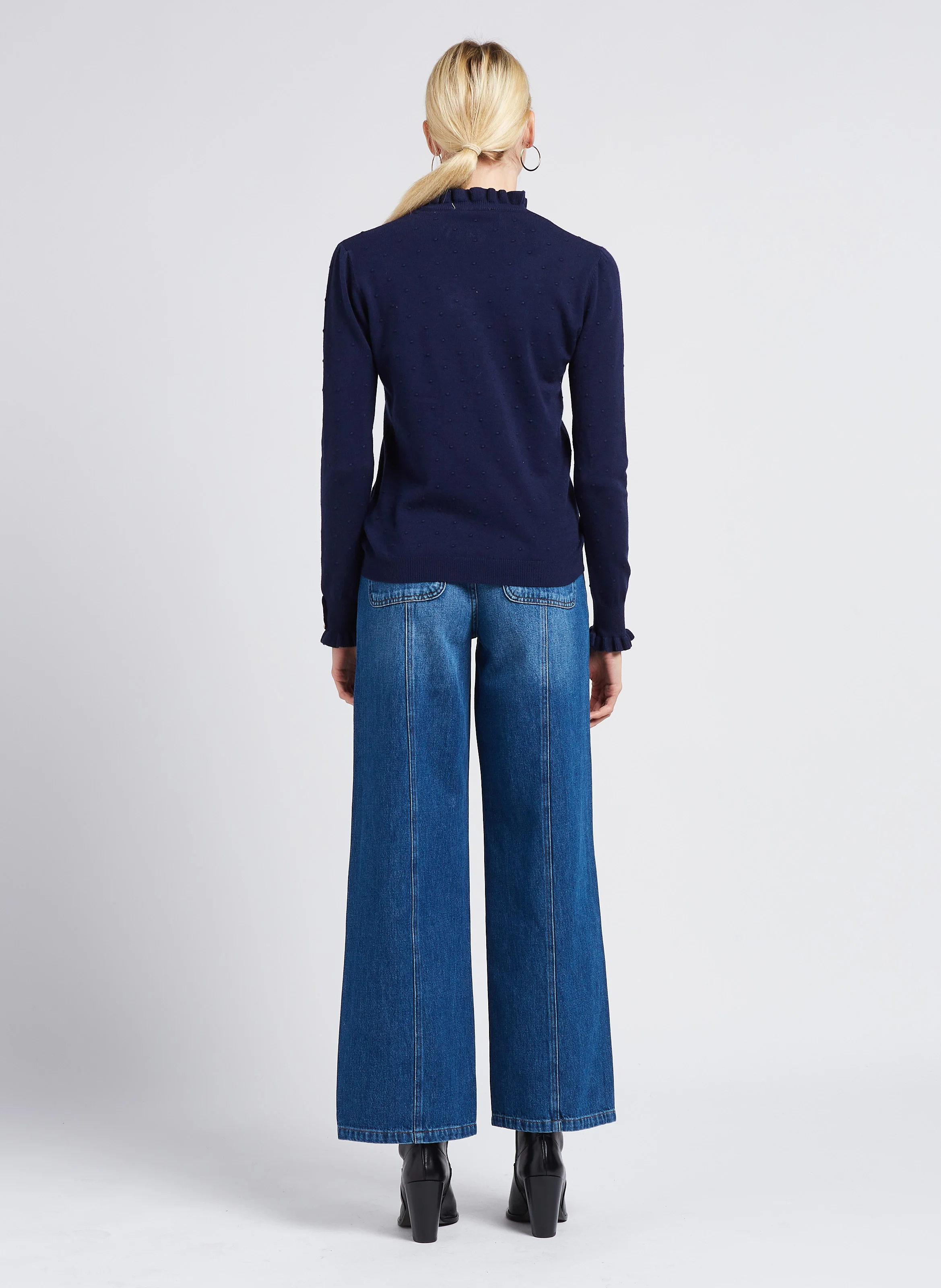 ORIANE - Jean large taille haute | Bleu