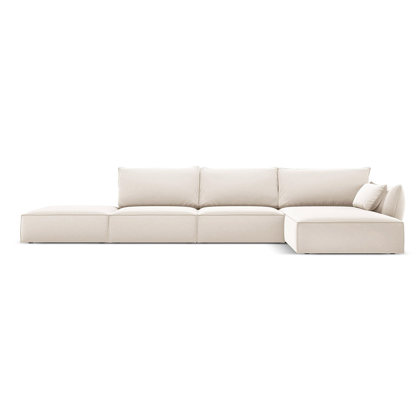 Mazzini Sofas Canapé d'angle droit Velours Vanda 5 Places beige clair - 386x166x85 cm