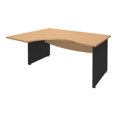Bureau compact à gauche DUAL - L160 cm - Pieds Anthracite - plateau imitation Hêtre (Pieds de renfort ou caisson bout de bureau obligatoire à rajouter - non inclus)