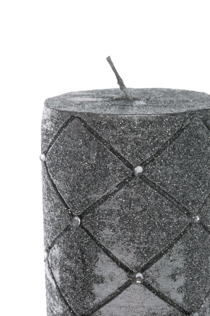 Kerze - silber - mit Steinen - 21 cm