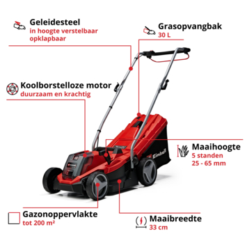 Einhell 18V grasmaaier GE-CM 18/33 Li Kit (incl. 4.0Ah accu en oplader)