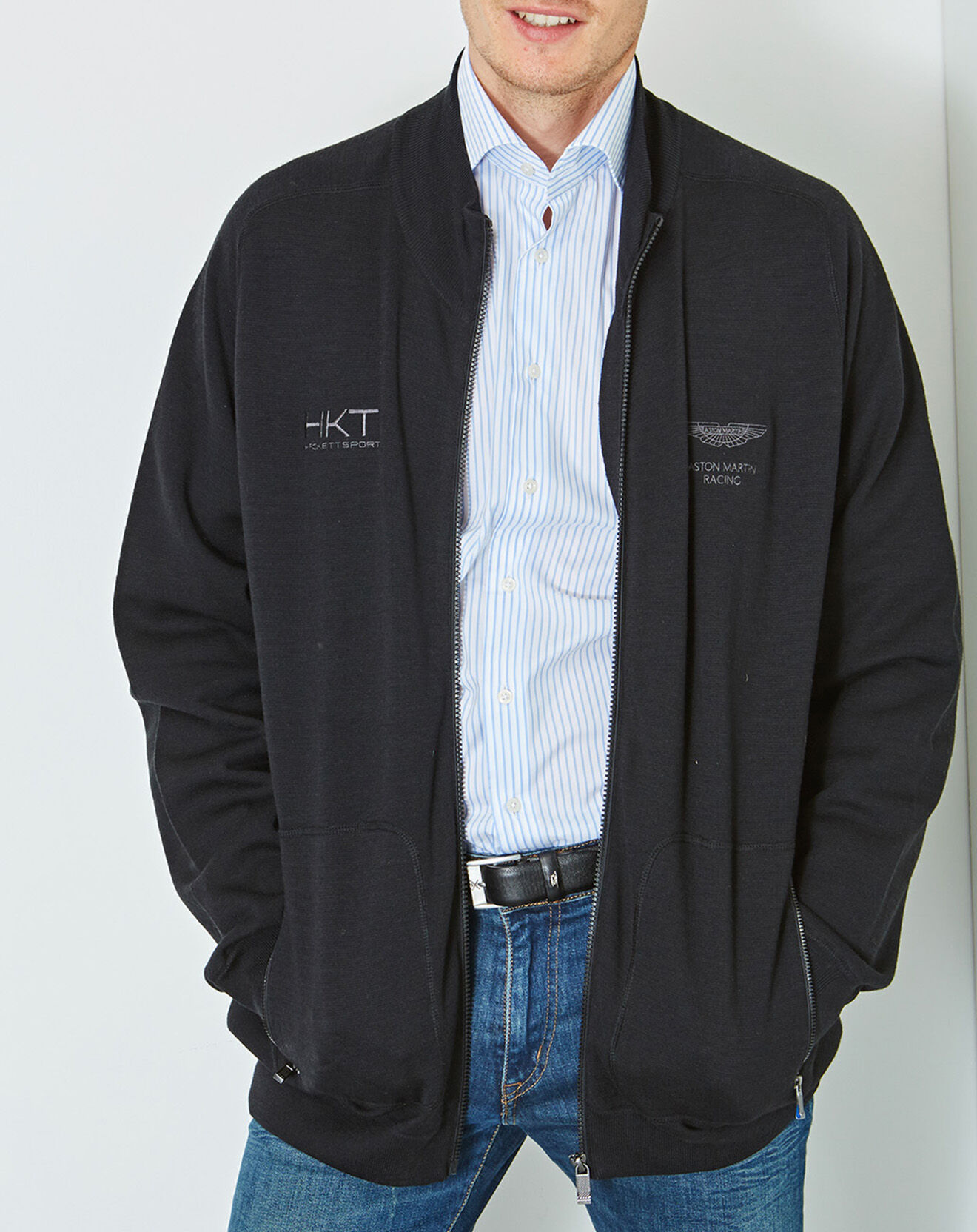 Hackett London Gilet zippé 100% Laine Aston Martin Racing noir