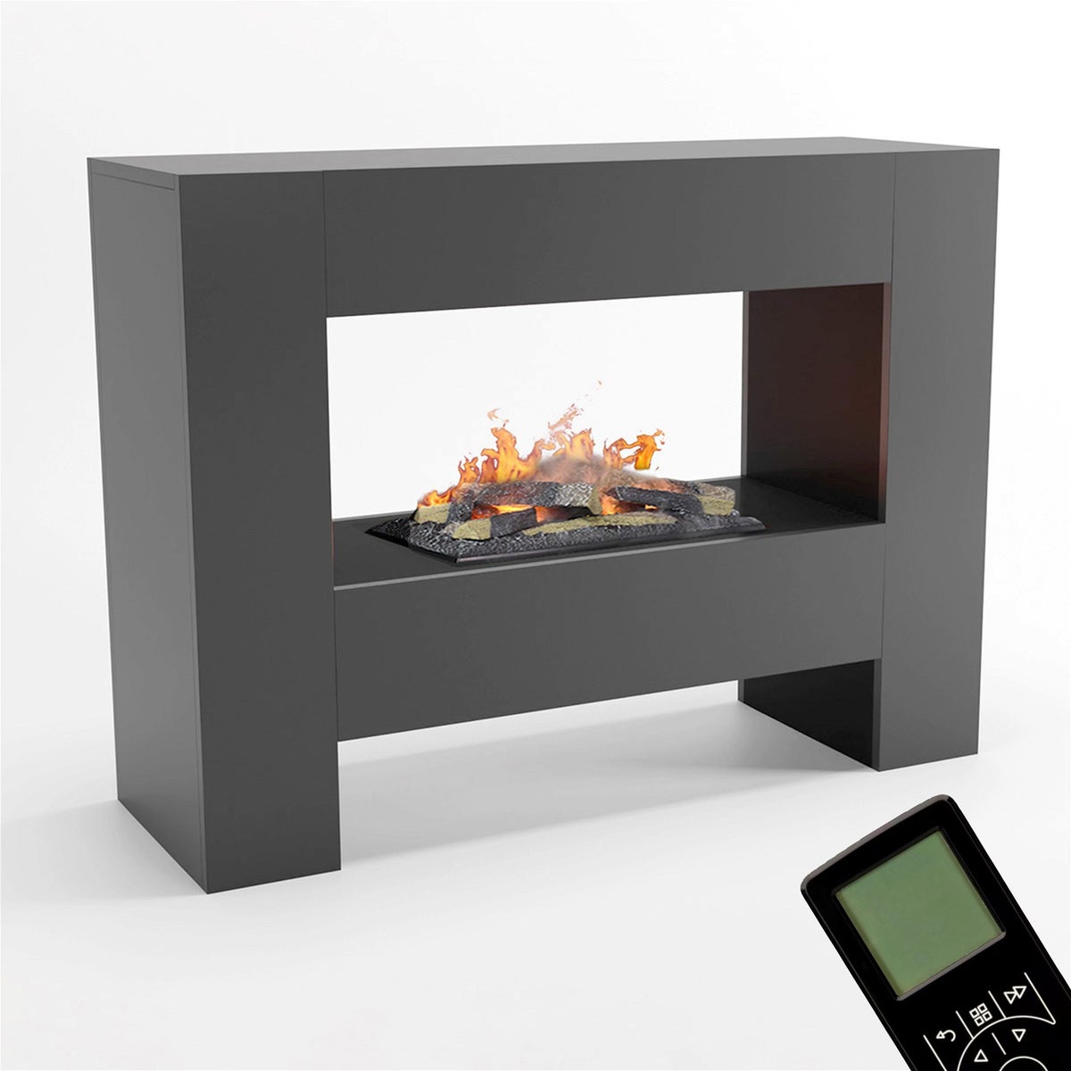 GLOW FIRE Elektrische haard 'Fallada' | Waterdamphaard met OMC 600 inclusief zwart hout als roomdivider | HxBxD: 90x120x40 cm