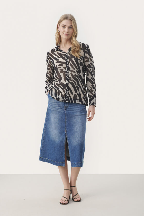 Part Two DelvinaPW SH Dark navy brush print