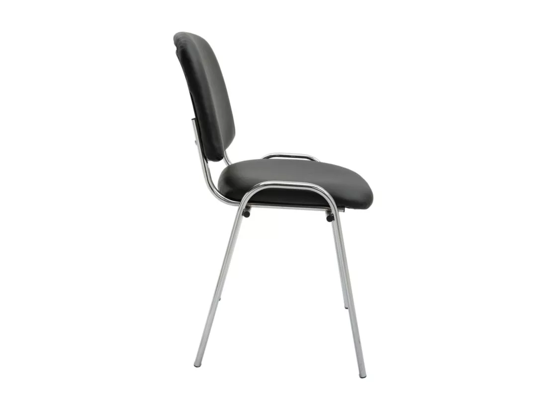 Lot de 4 Chaise de conférence - Similicuir & Métal chromé - Noir - Ken