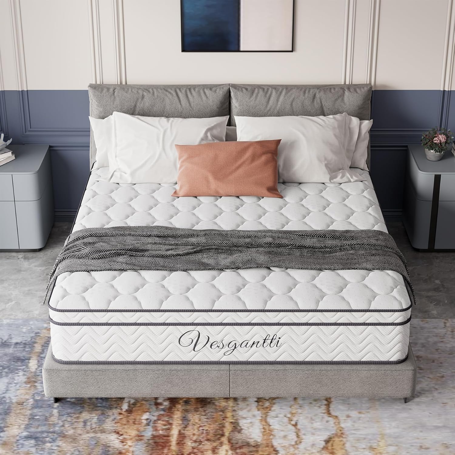 Vesgantti 30cm Höhe Matratze H3 7-Zonen 90x200cm Taschenfederkernmatratze Mittelfeste Orthopädischem Kaltschaummatratze Öko-Tex Zertifiziert Matratzen Klassik BoxTop