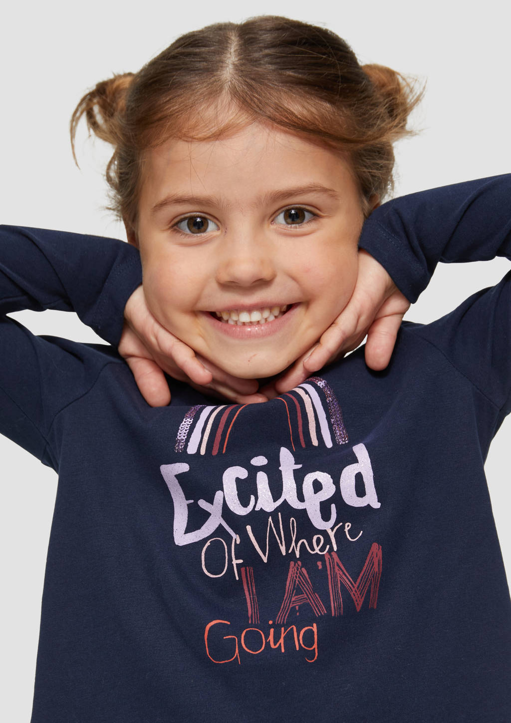 s.Oliver longsleeve met printopdruk donkerblauw