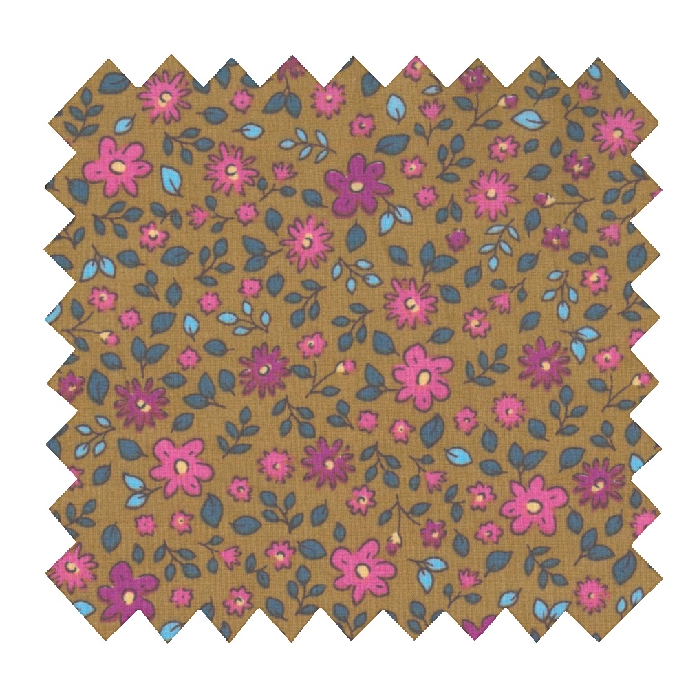 Tissu Coton Au Mètre Ex2442 Fleurettes Rose Olive