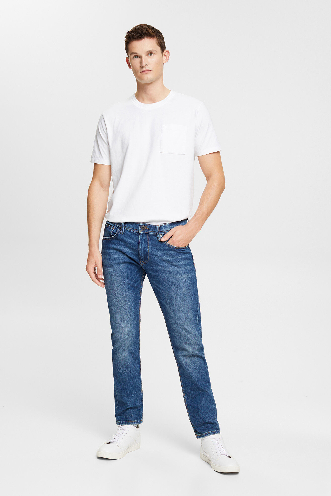 Calça jeans de 5 bolsos em algodão orgânico - Azul
