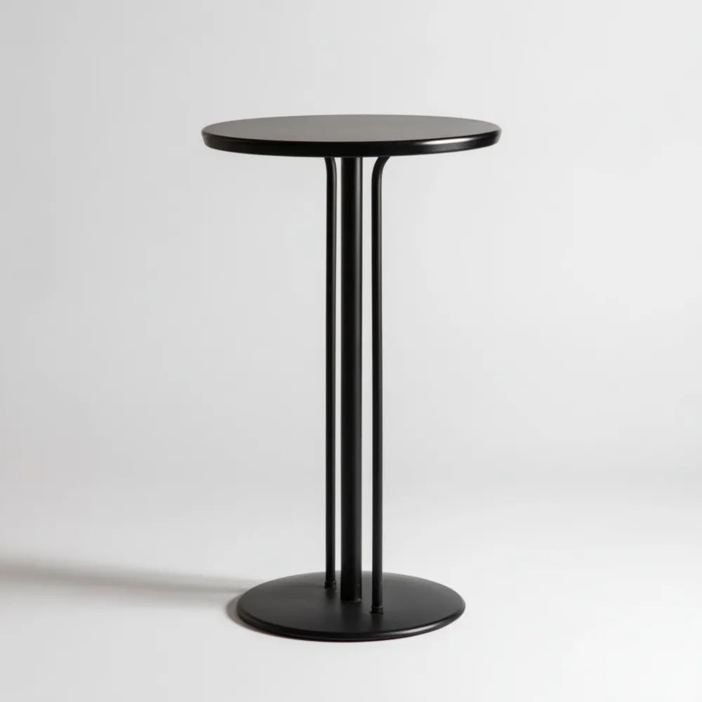Bartisch Metall 60x60x110 cm Runde Tischplatte Schwarz – Minimalistisches Design