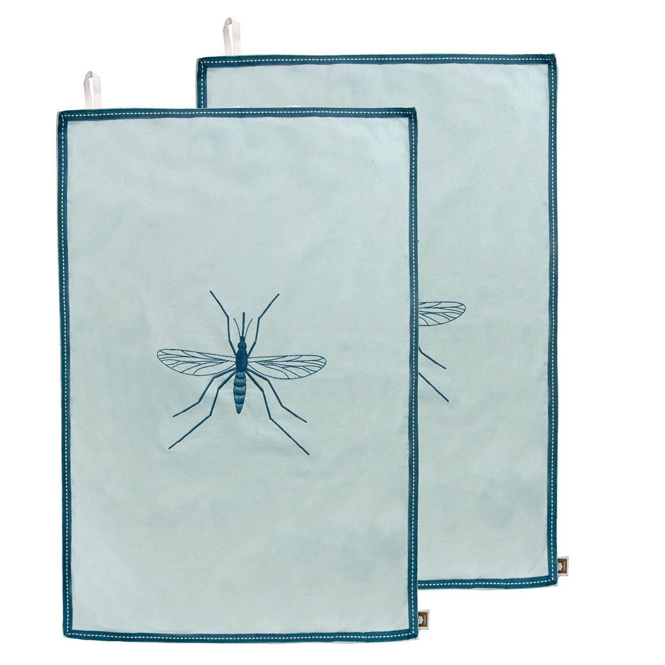 Febronie 2 Torchons en Coton Mosquito bleu paon - 50x75 cm