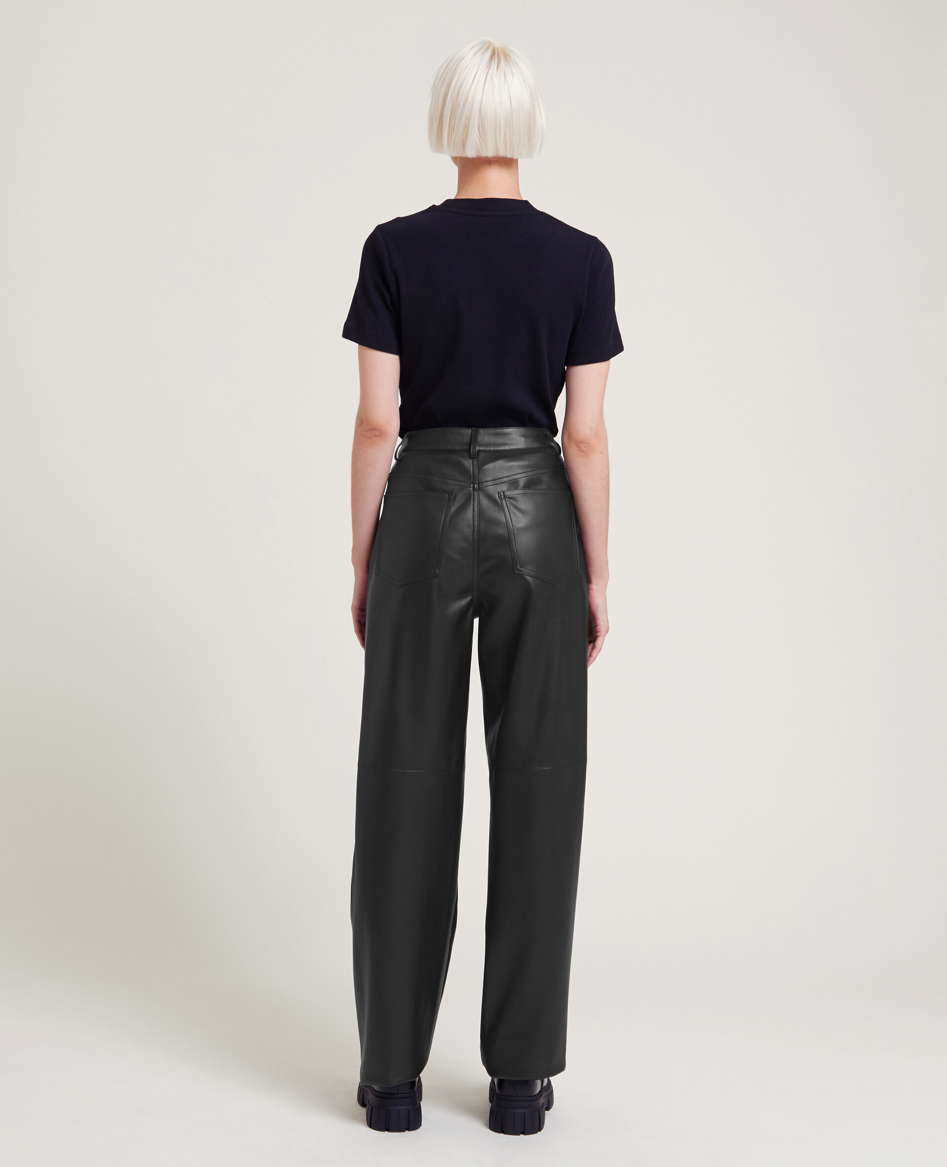 Pantalon droit en simili cuir SMALL - Noir