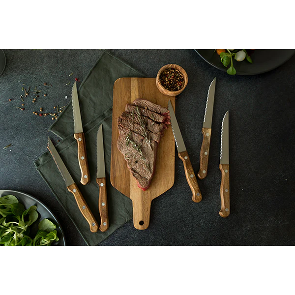 Bloc de 6 couteaux à steak en bois Livoo