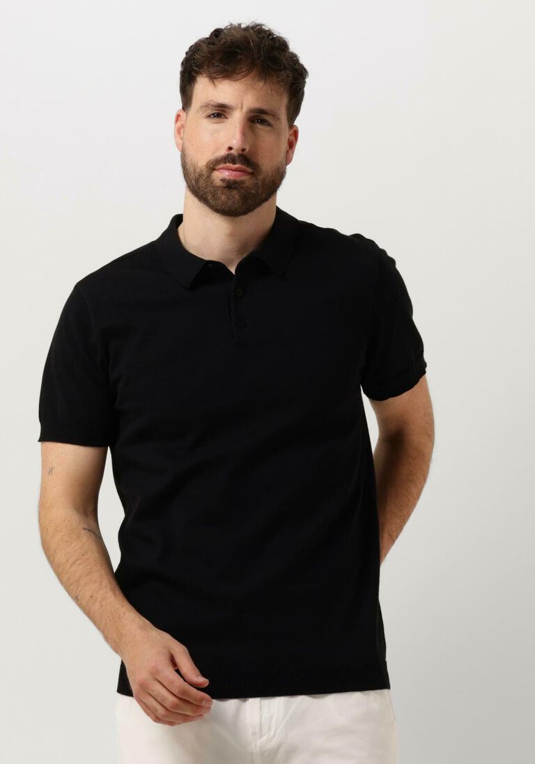 PURE PATH zwarte pure path polo knit polo with chestprint