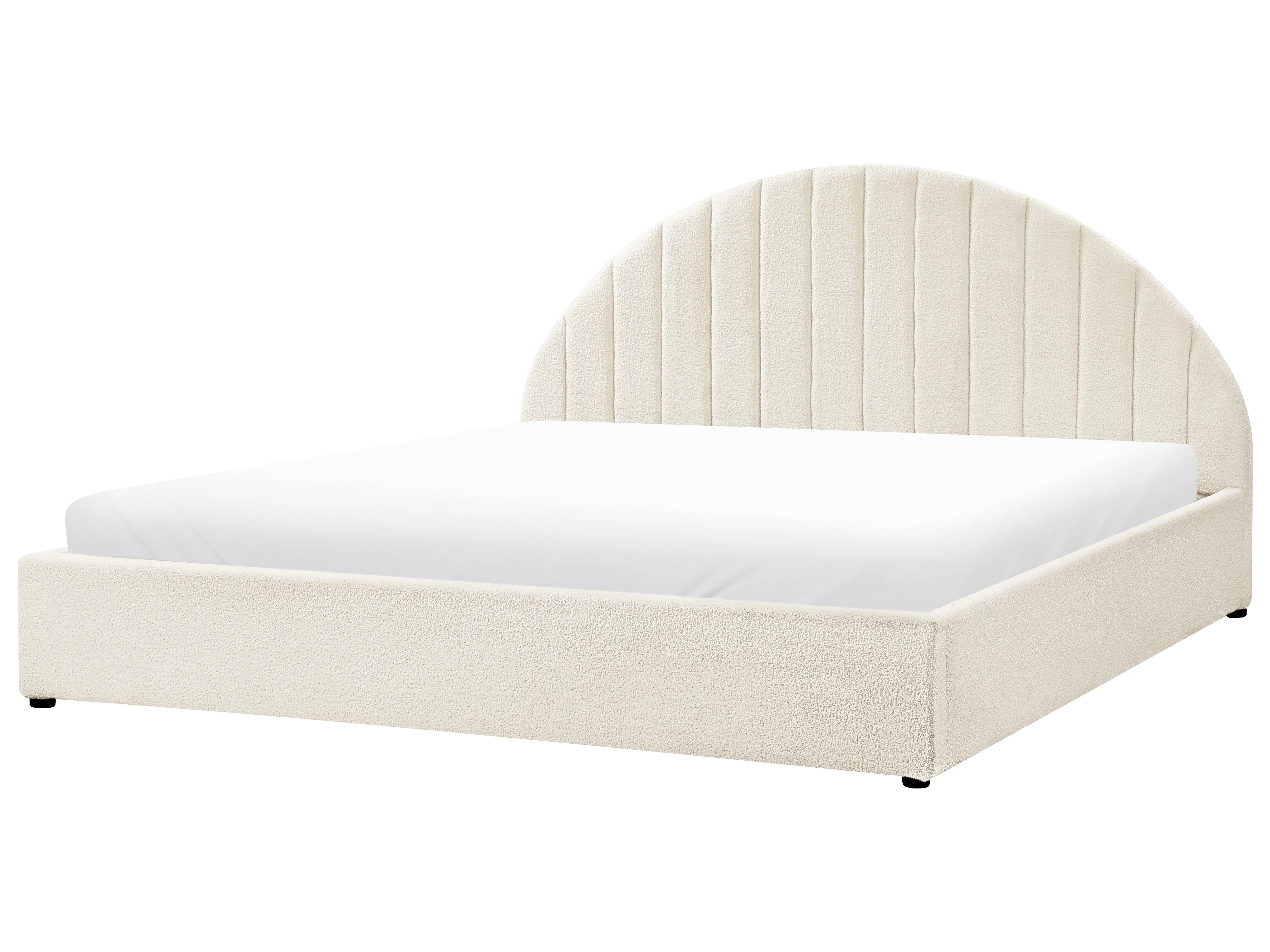 Bed met opbergruimte Bouclé CHADENET 180 x 200 cm Gebroken wit