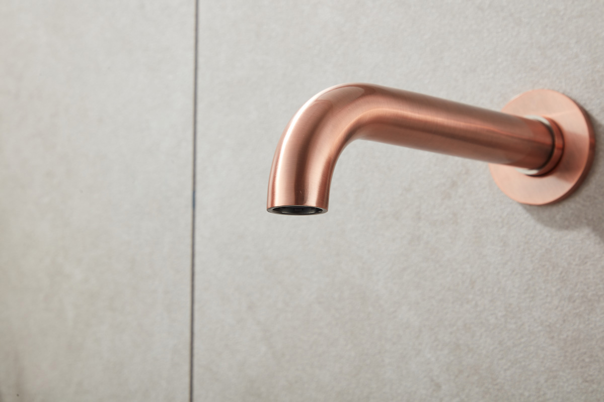Saniclear Copper inbouw wastafelkraan compleet geborsteld koper