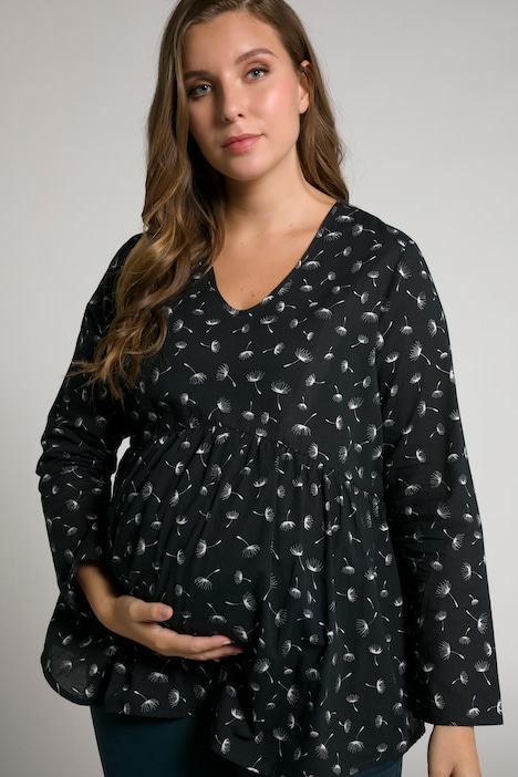 Bellieva-Bluse, A-Linie, V-Ausschnitt, Langarm, GOTS
