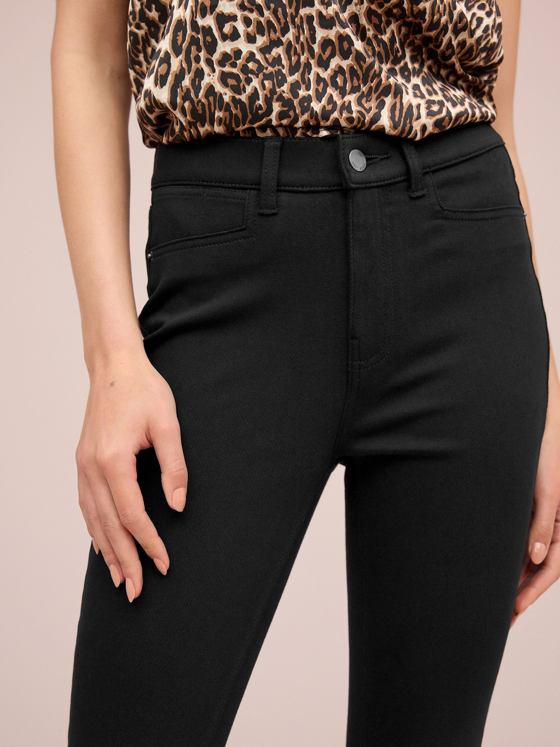 Zwart - Jersey denim legging met gulpsluiting