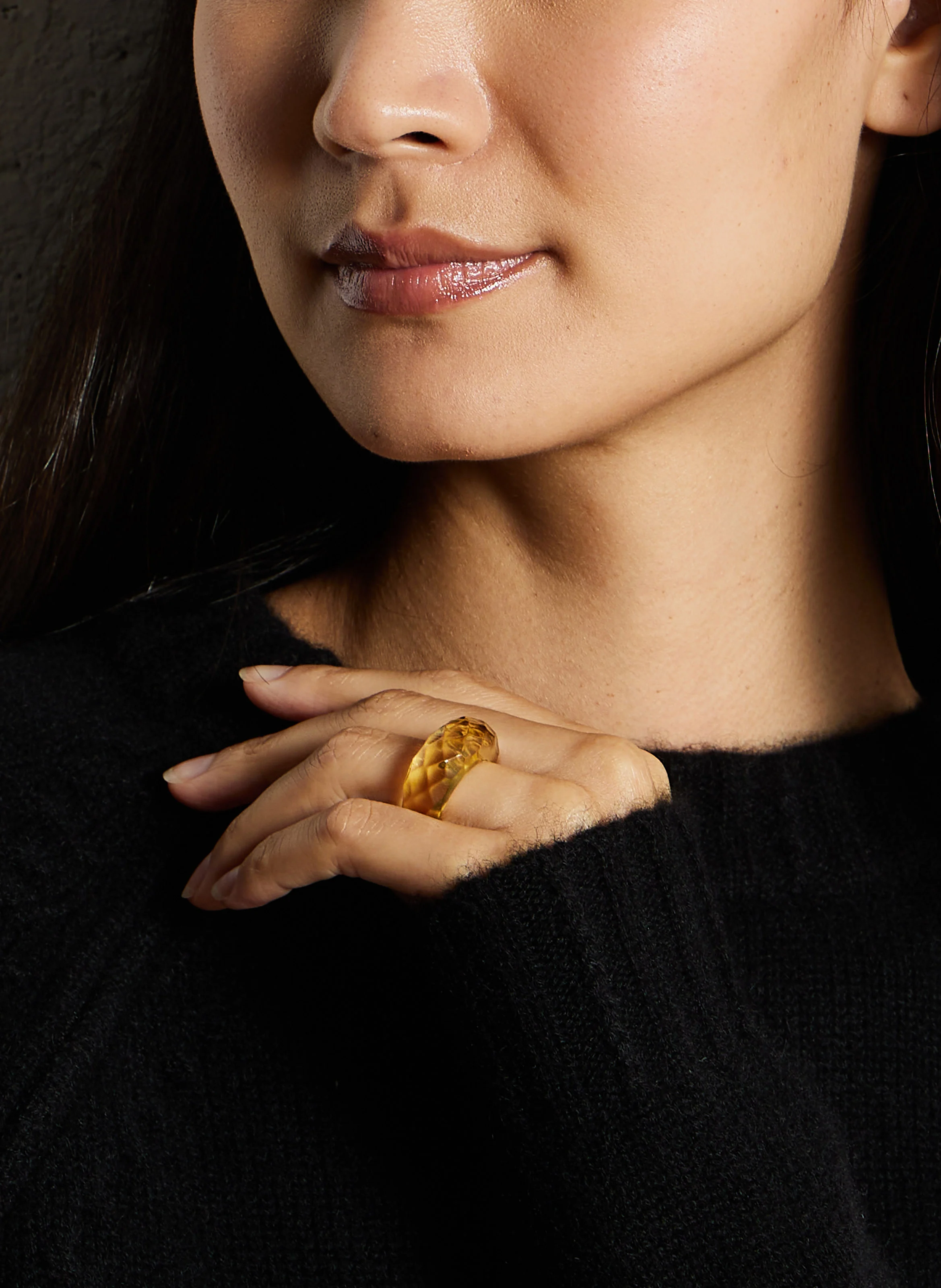 ABBIE - Bague ronde facettée | Jaune