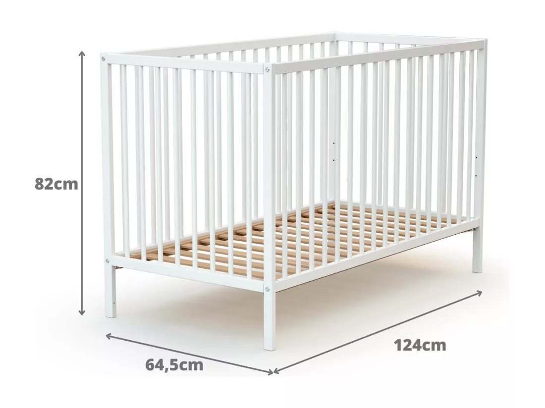 Lit bébé en bois avec matelas Blanc 60 x 120