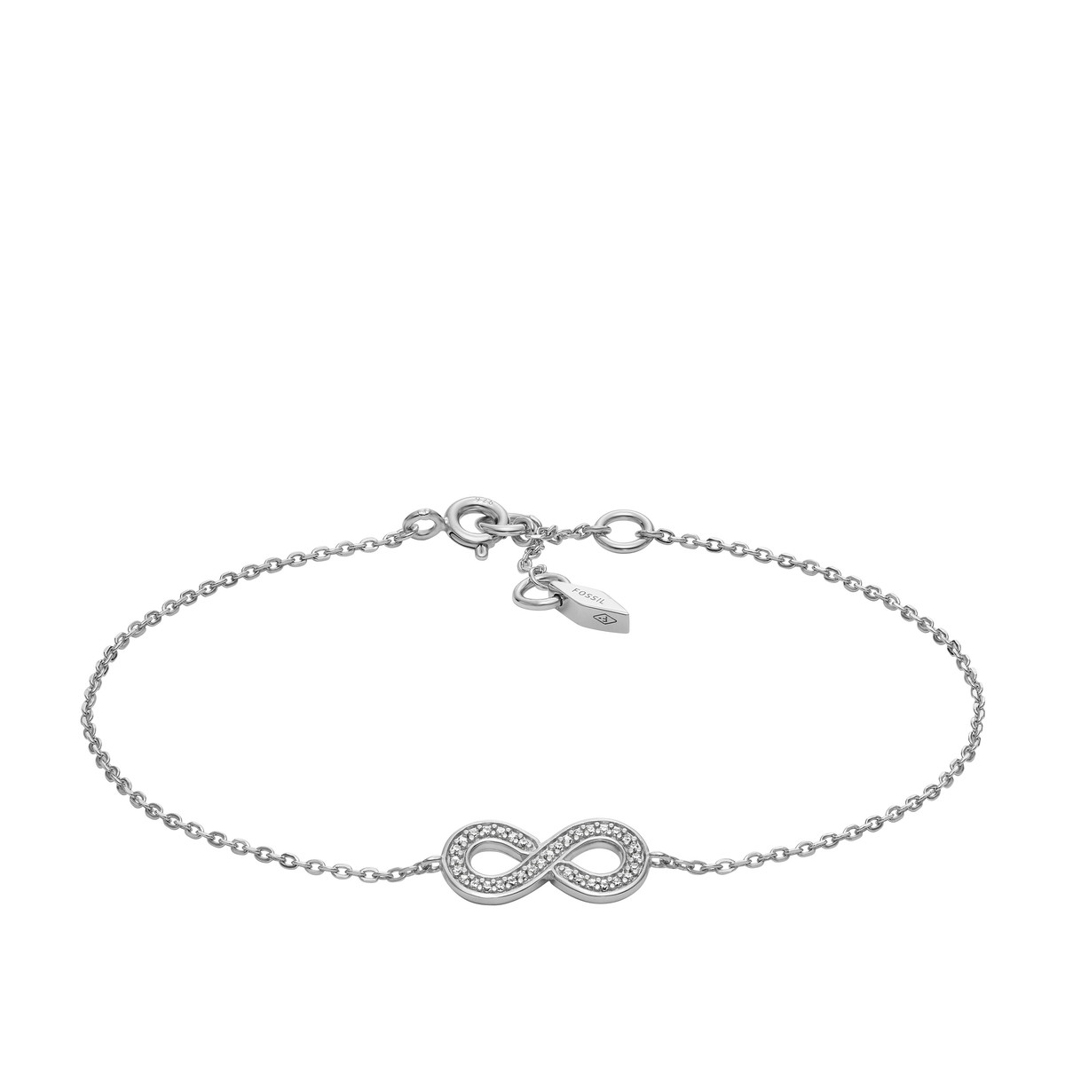 Bracelet FOSSIL argent 925 infini et zirconias 19 cm