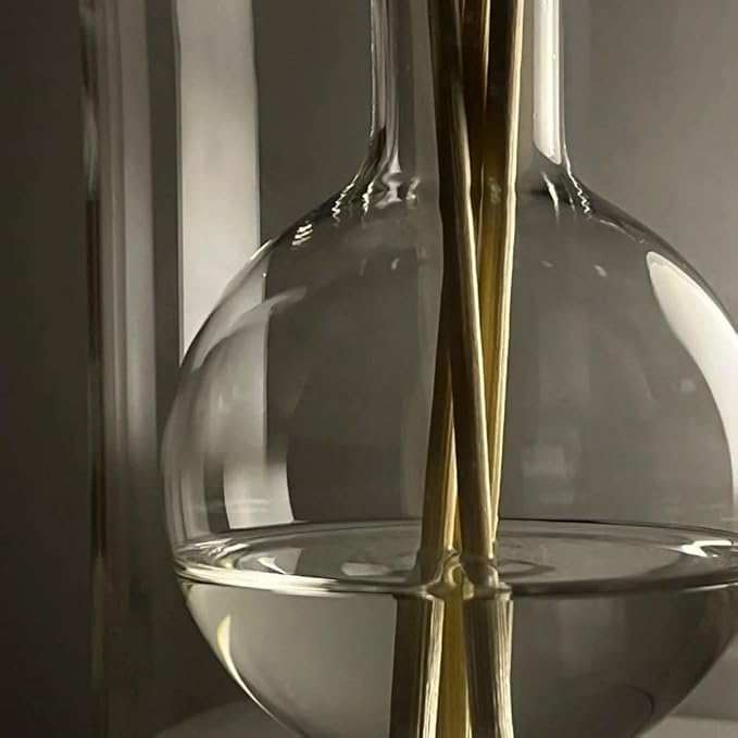 (130ml) Aromatherapie Glas Flasche DIY Öl Diffuser Duftstäbchen Halter Vase inkl. Holz Stäbchen - Transparent