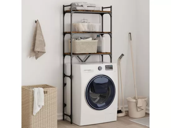 Étagère de lave-linge chêne fumé 67x25x163 cm bois d'ingénierie