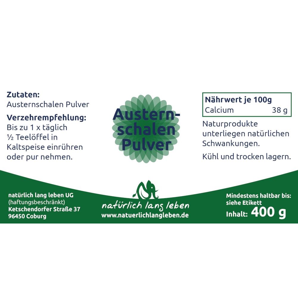 natürlich lang leben Austernschalen Pulver