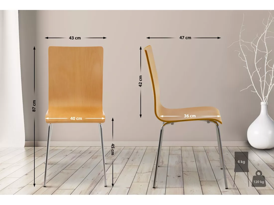 Lot de 4 Chaise de conférence - Bois & Antique - Nature - PEPE