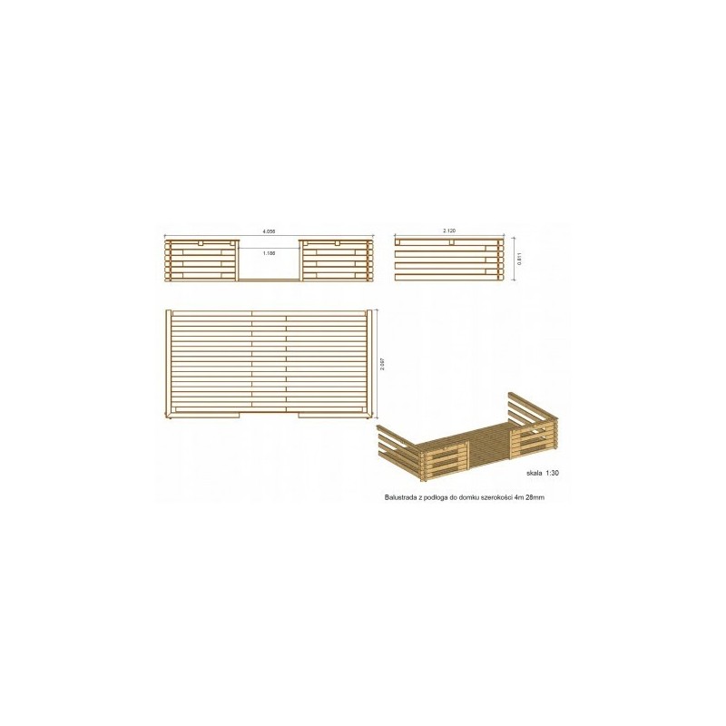 Abri de jardin en bois - 24m2 - 4x4m - traité - ep. 28mm - couleur: marron