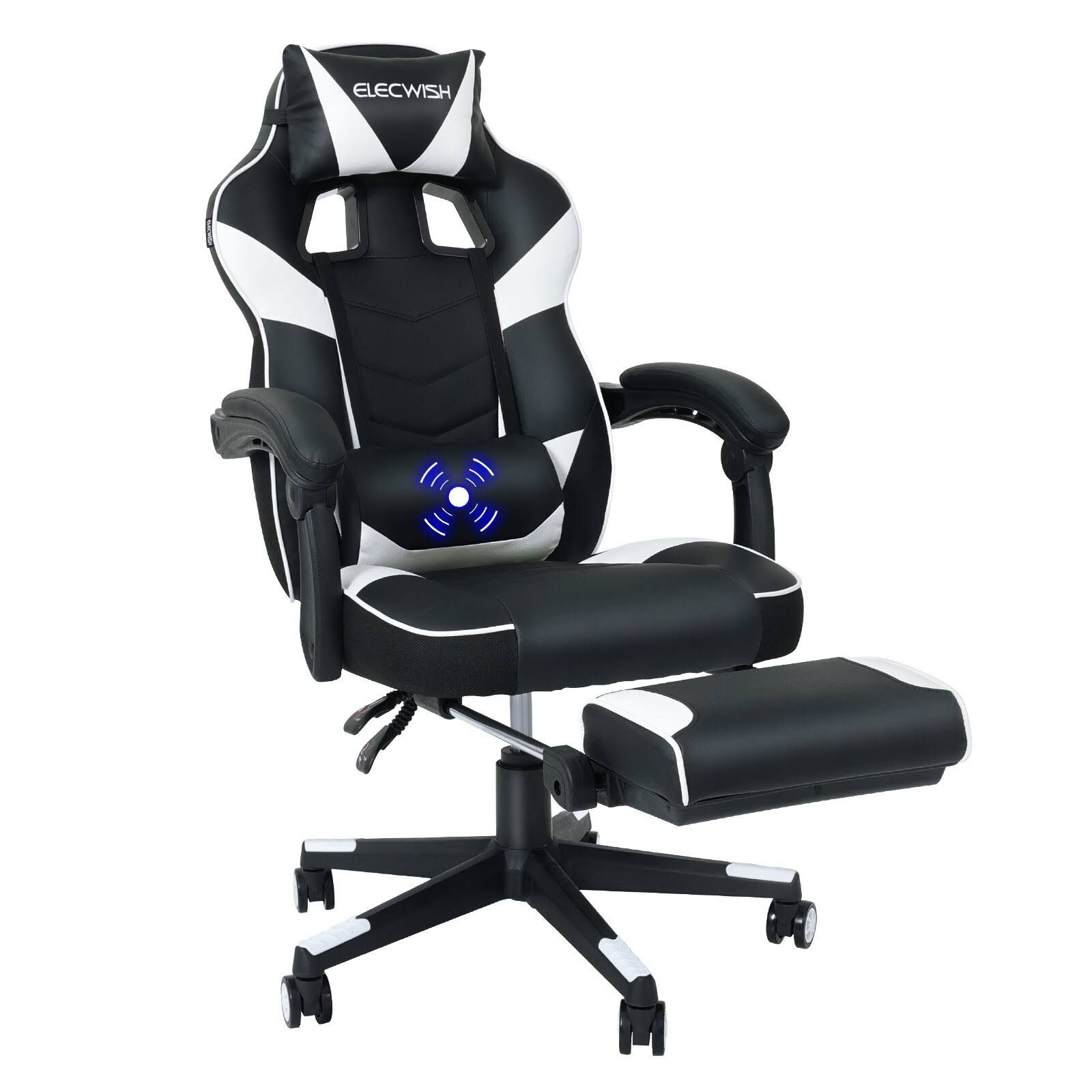 Puluomis Ergonomischer Gaming Stuhl Bürostuhl Drehstuhl USB Massage Lendenkissen Fußstütz