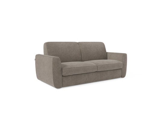 DIVANI.STORE - Canapé lit leonida matelas h18 cm taupe 3 places