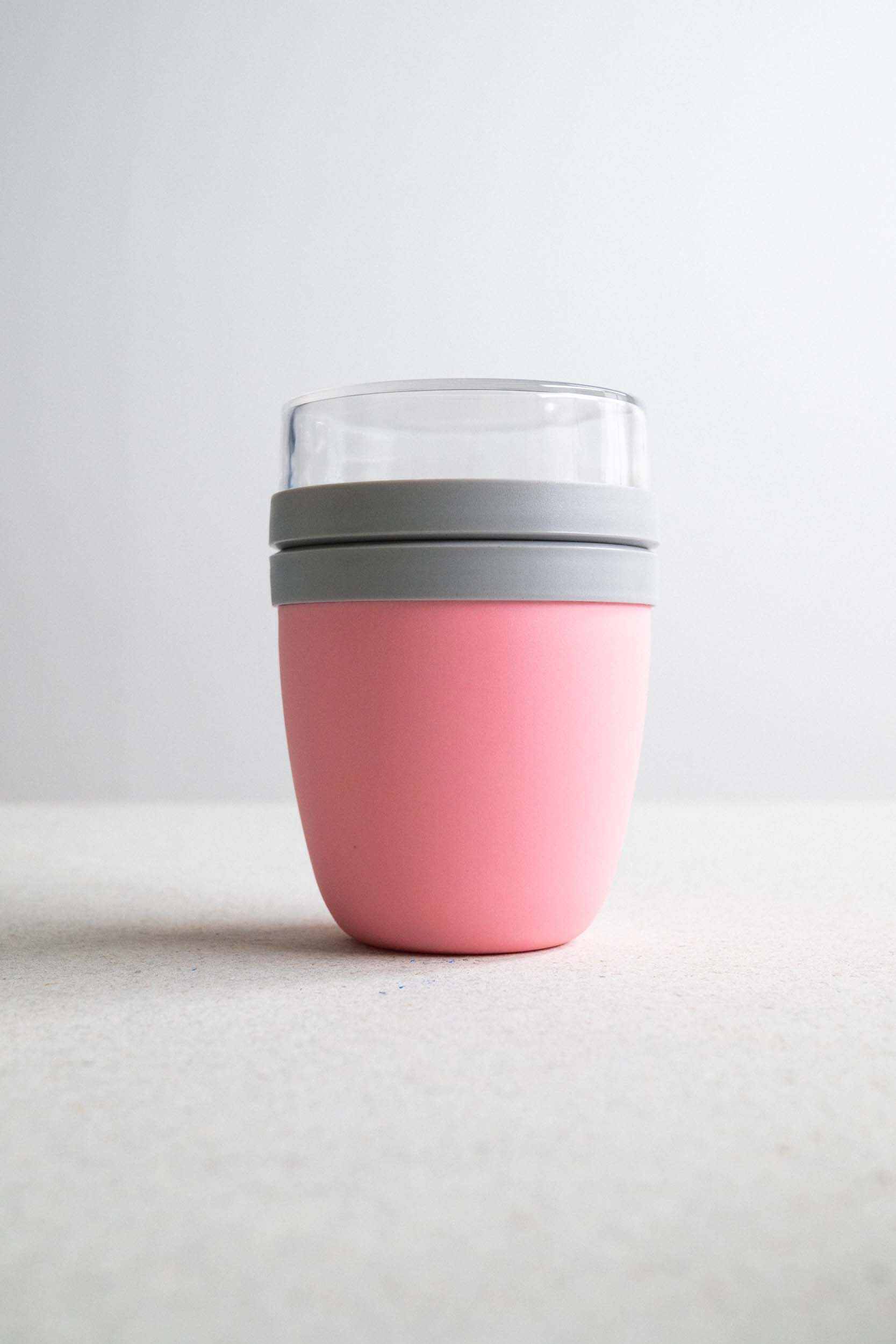 (2er Set) 700ml Lunch Pot mit 2 Essens Behälter / Müsli / Joghurt / Suppe - Weiss / Rosa