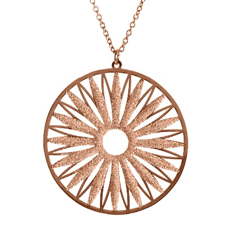 Collier Argent Soleil Scintillant Rose