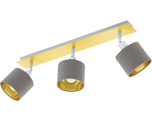 Plafondspot, 3-lichts, L 56 cm, geborsteld messing, mat nikkel/cappuccino goud
