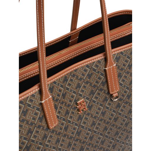 Tommy Hilfiger Monogram Håndtaske, Black/Tan Mix