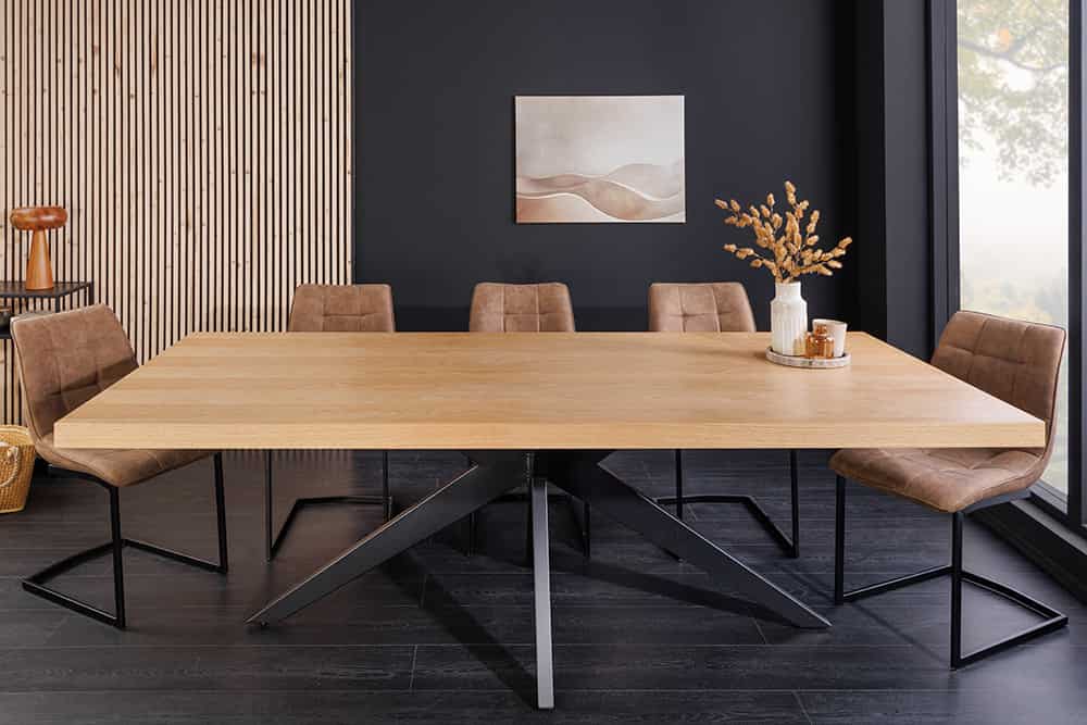 Imposanter Esstisch ZEUS 240cm natur Eichen-Design mit Sterngestell Metall