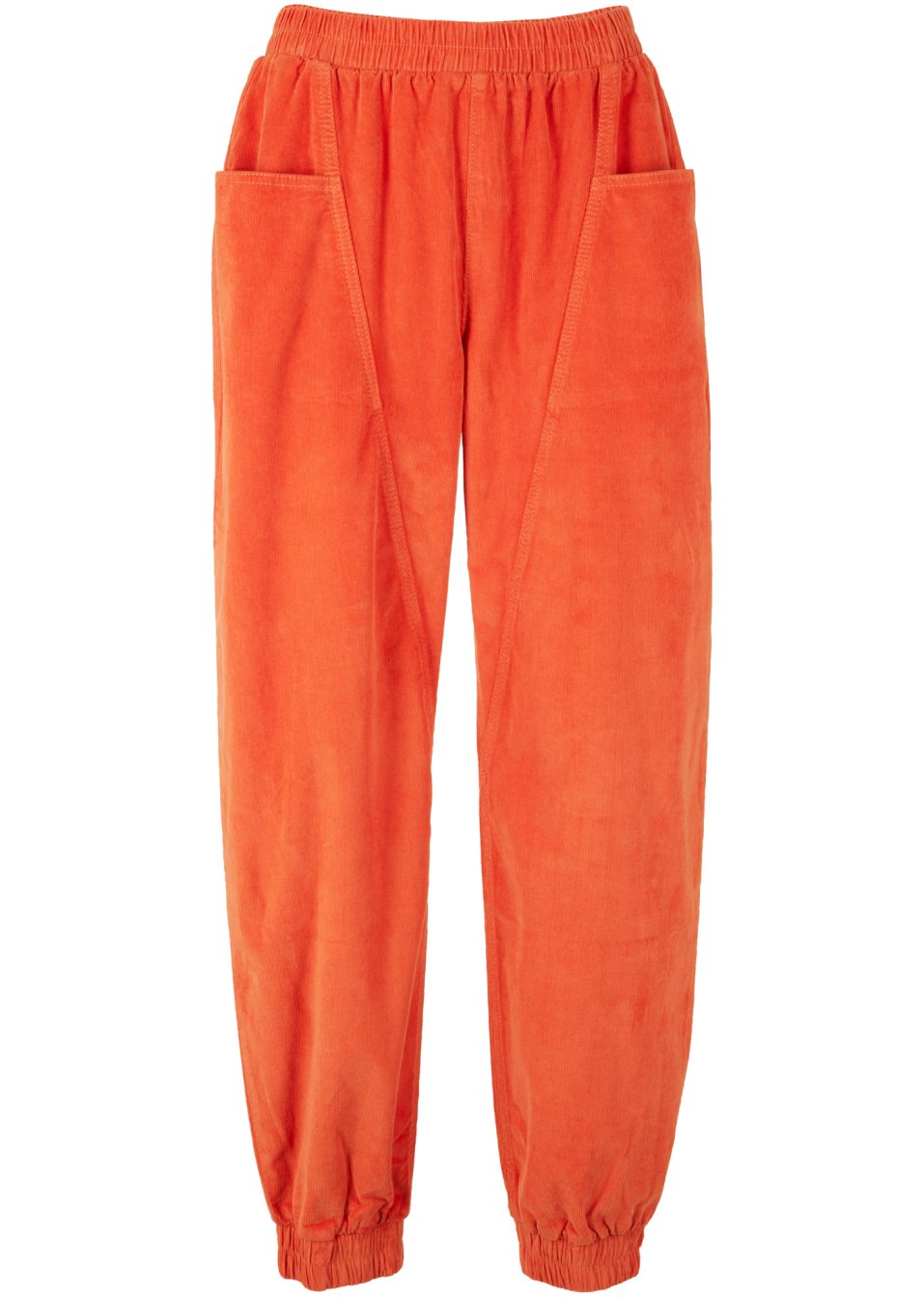 Pantalon confortable en velours côtelé avec grandes poches et taille élastiquée