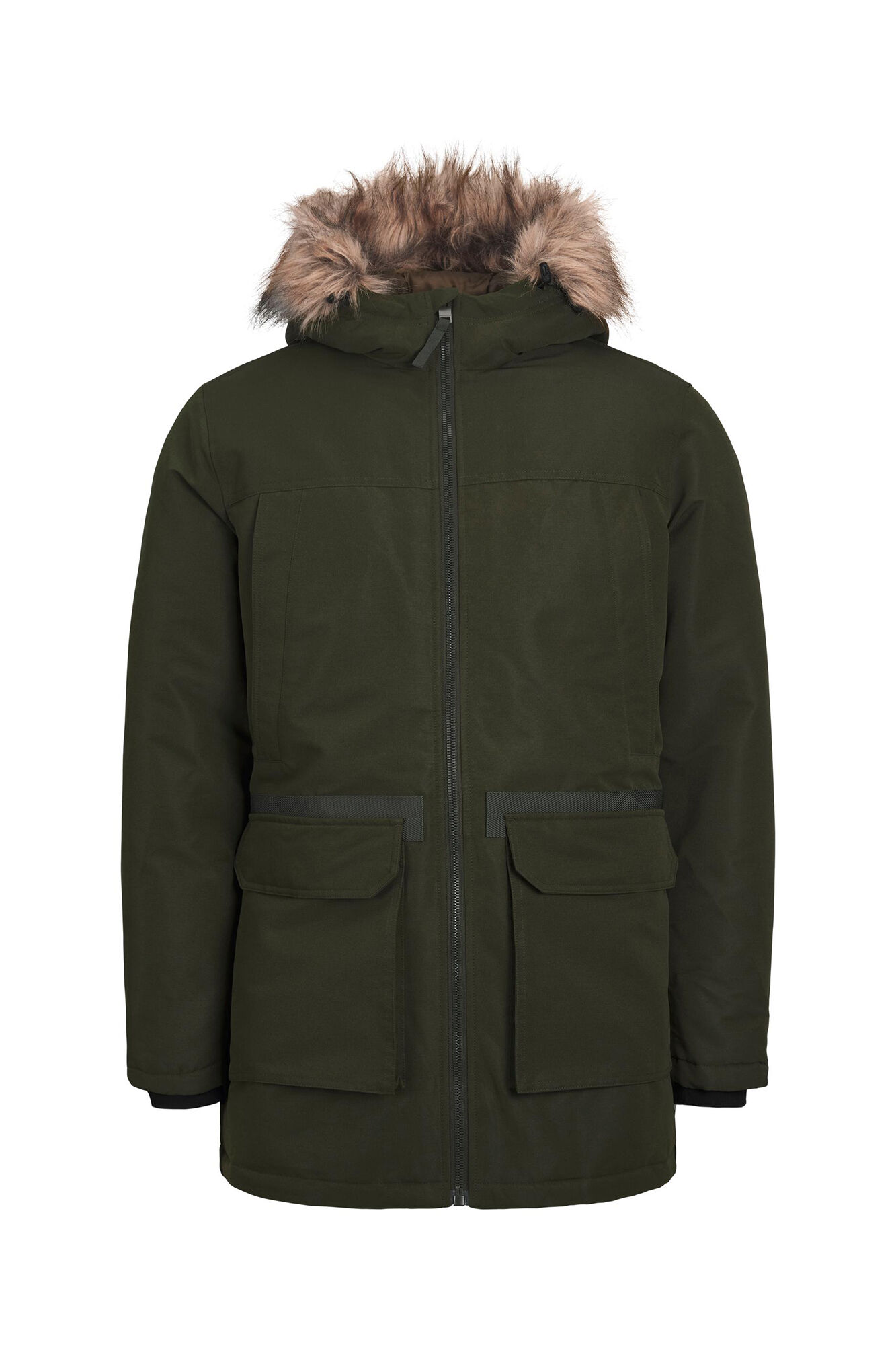 Parka com capuz e forro de penas