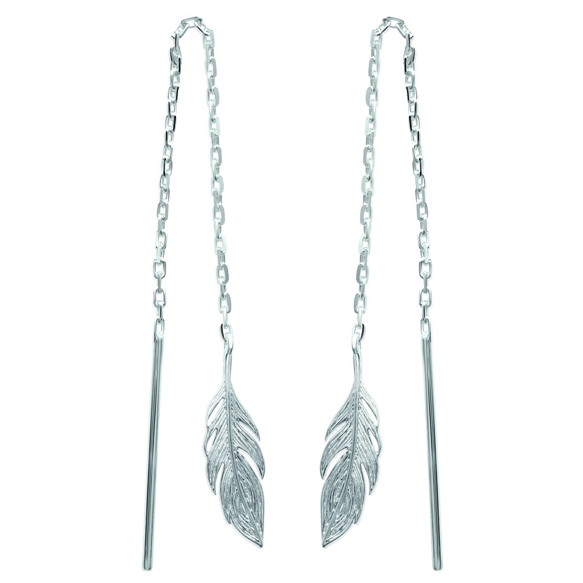 Boucles d'oreilles Brillaxis plumes pendantes argent