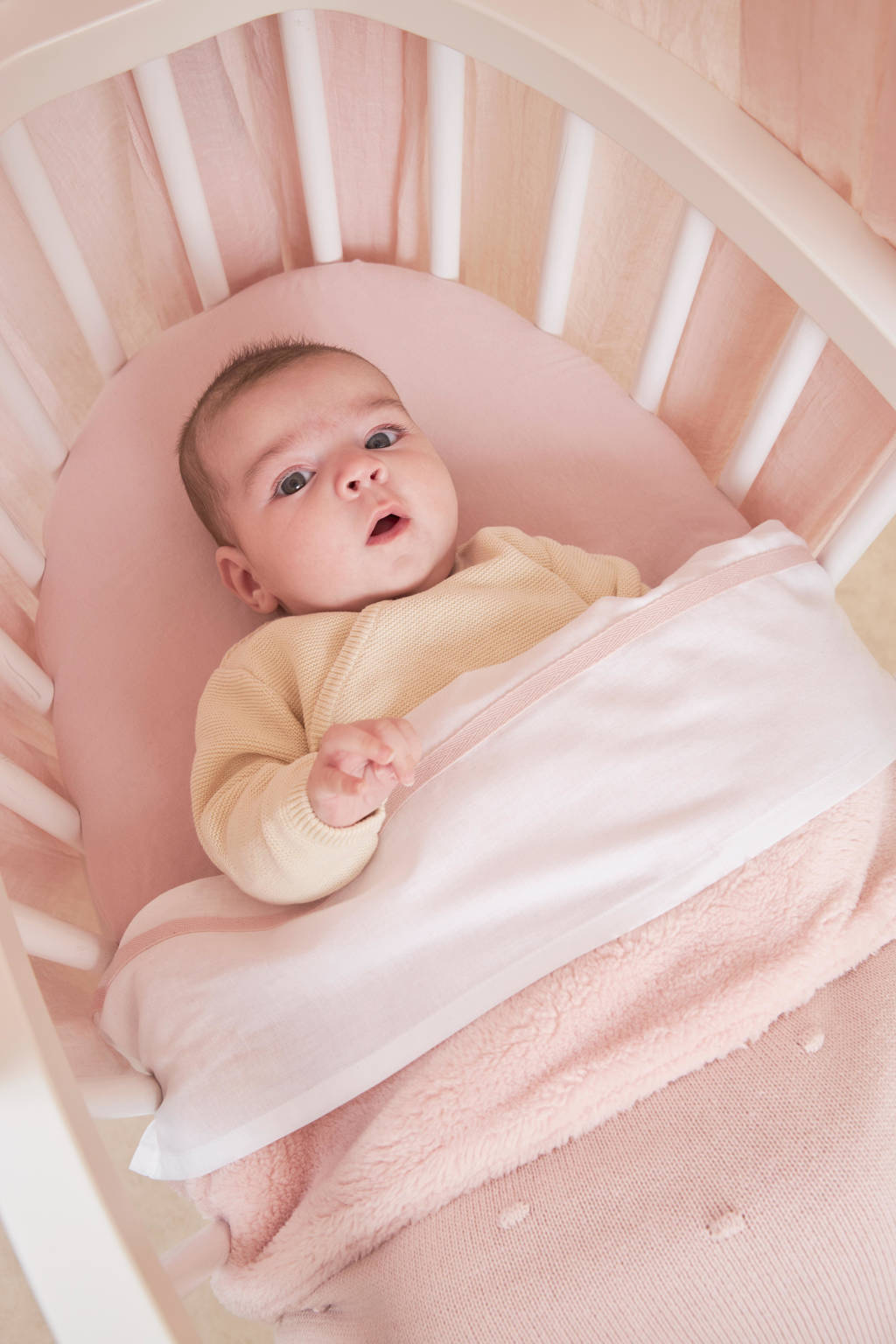reversible baby ledikantdeken Mini Knots Teddy 100x150 cm Soft Pink