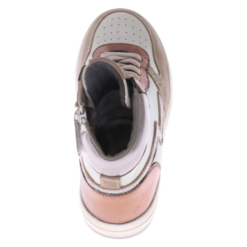 Red Code leren sneakers taupe combi