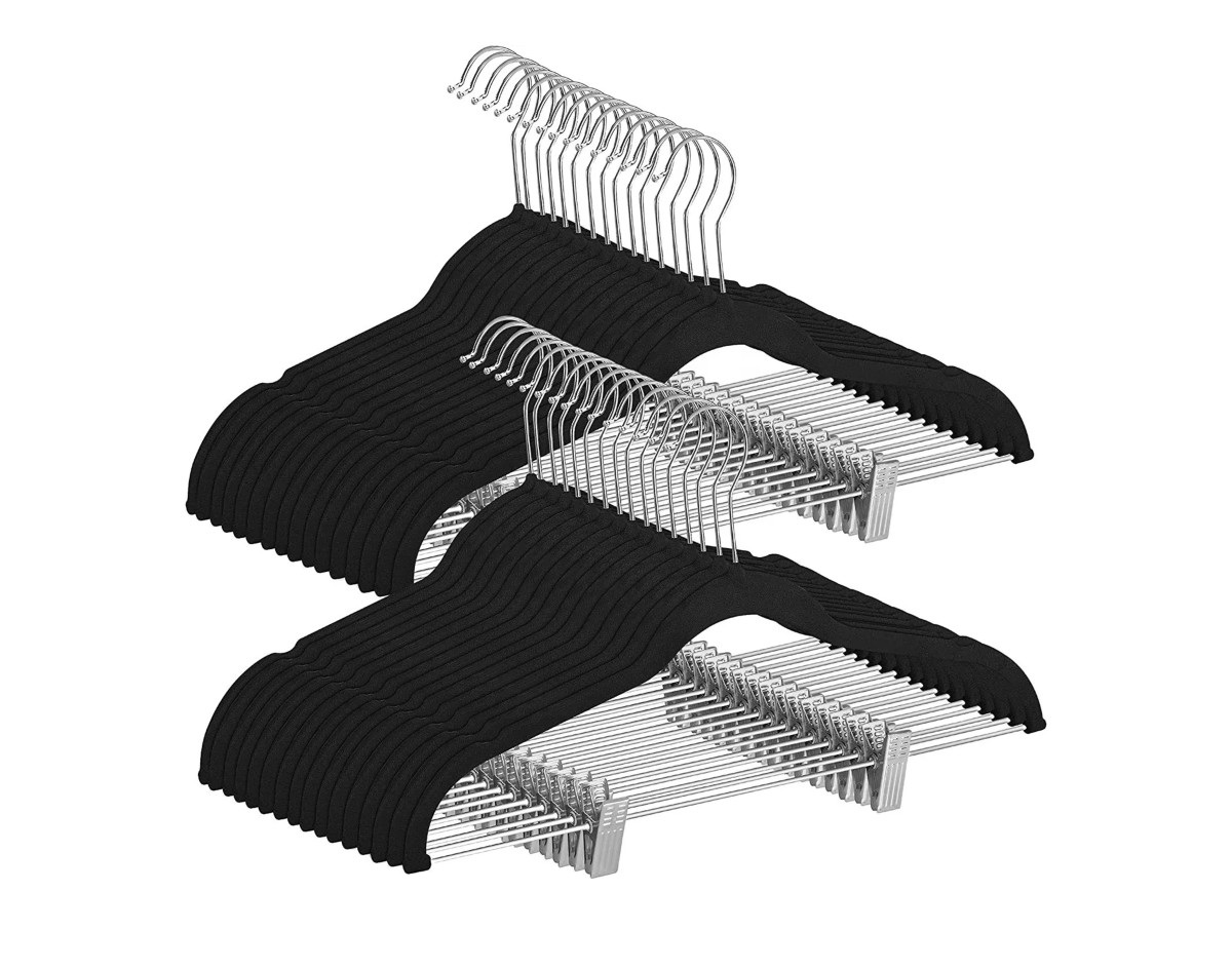 Brixy set van 20 kledinghangers met knijpers - Black