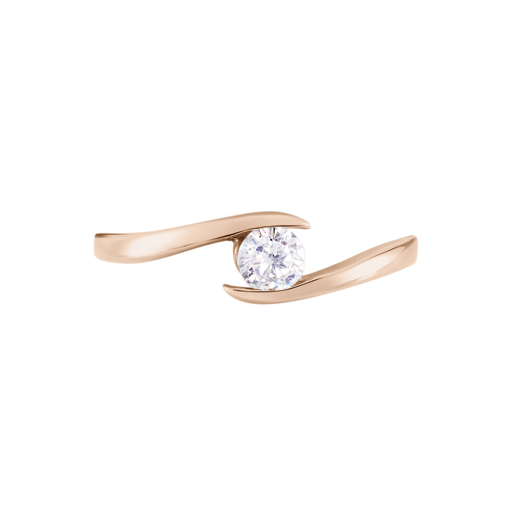 Solitaire Or Rose Camilia Oxyde De Zirconium