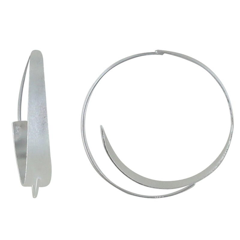 Boucles d'Oreilles Argent Brossé Moyenne Créoles